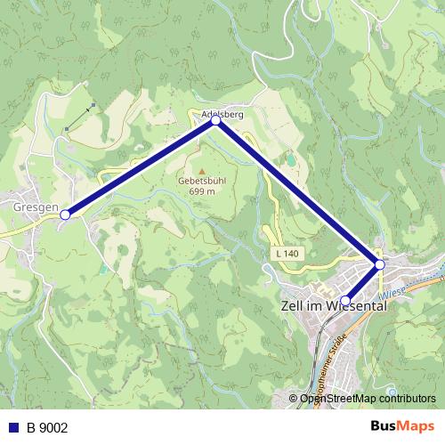 B 9002 bus Line Map