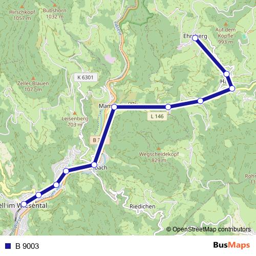 B 9003 bus Line Map