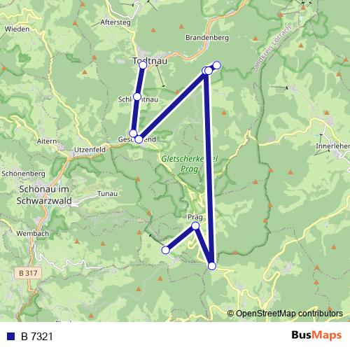 B 7321 bus Line Map