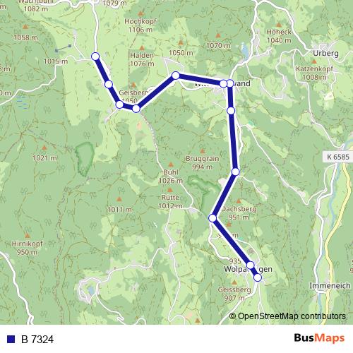 B 7324 bus Line Map