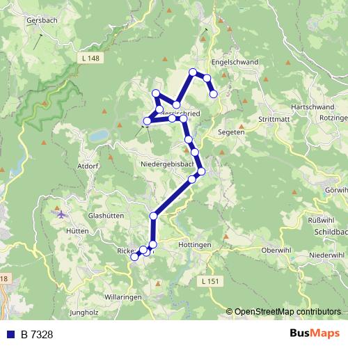 B 7328 bus Line Map