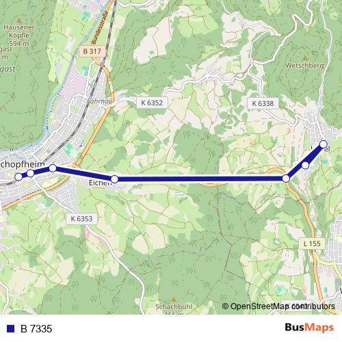 B 7335 bus Line Map