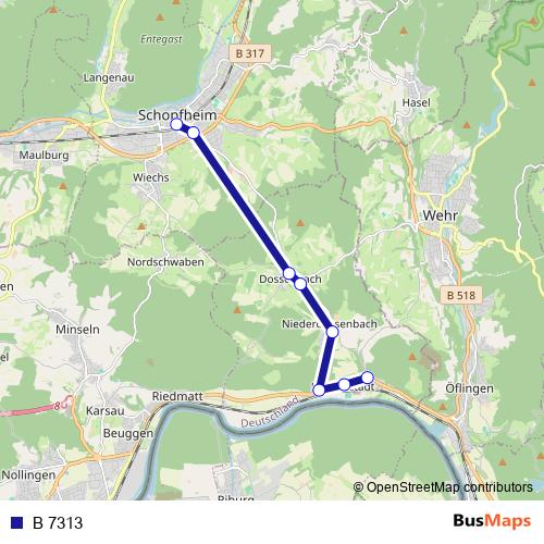 B 7313 bus Line Map