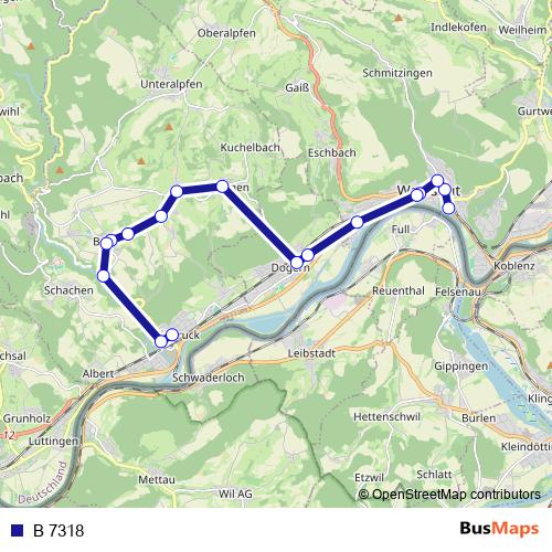 B 7318 bus Line Map