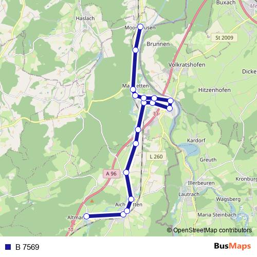 B 7569 bus Line Map