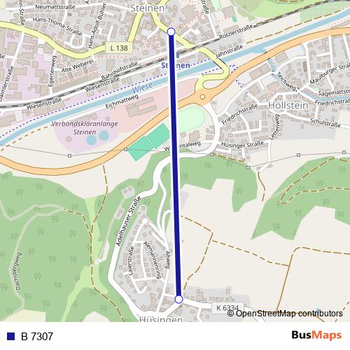 B 7307 bus Line Map