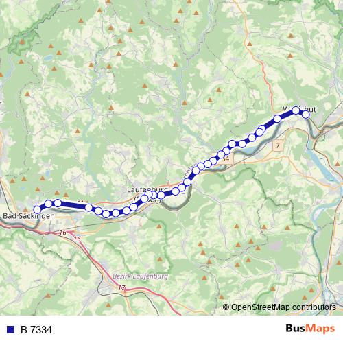 B 7334 bus Line Map