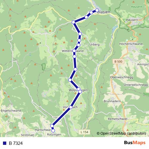B 7324 bus Line Map