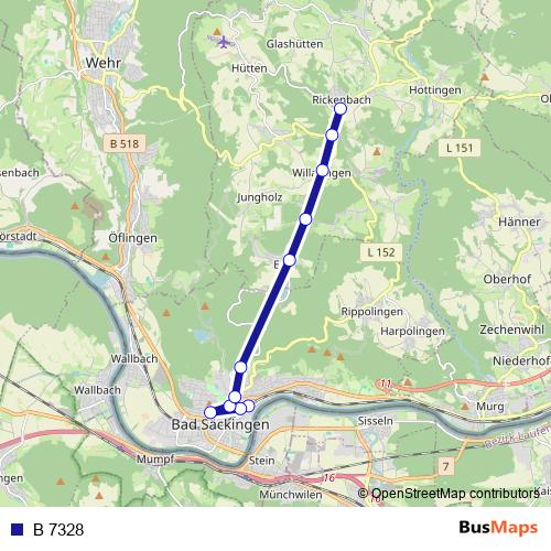 B 7328 bus Line Map