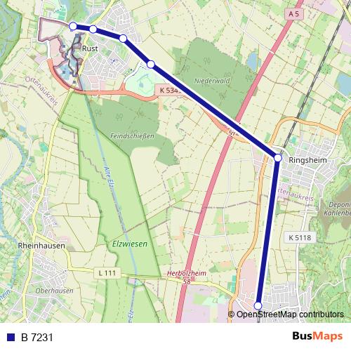 B 7231 bus Line Map