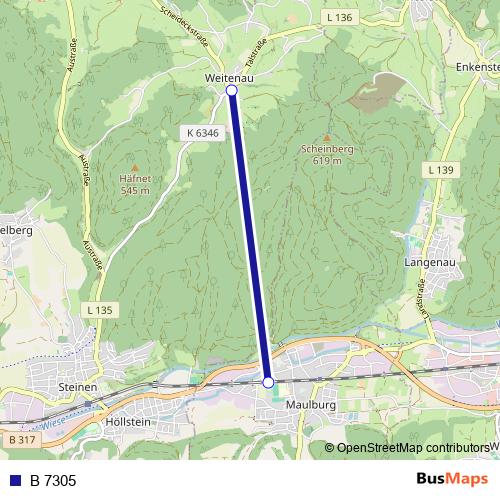 B 7305 bus Line Map