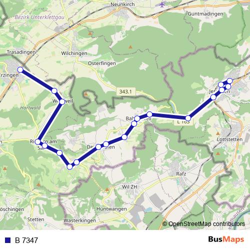 B 7347 bus Line Map