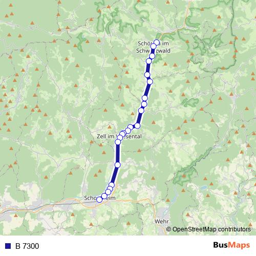 B 7300 bus Line Map
