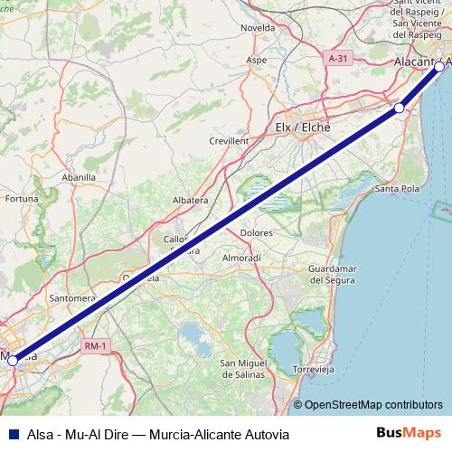 Alsa - Mu-Al Dire bus Line Map
