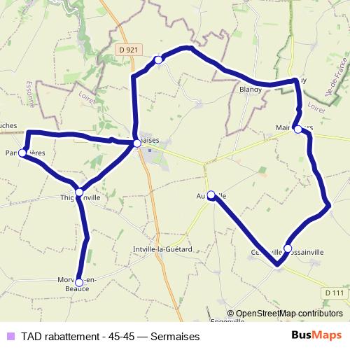 TAD rabattement - 45-45 bus Line Map