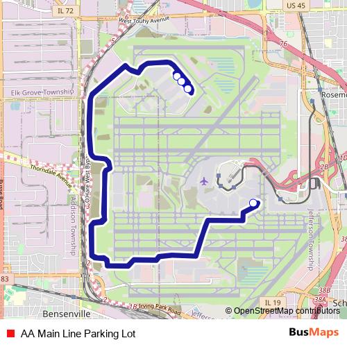AA Main Line Parking Lot bus Line Map