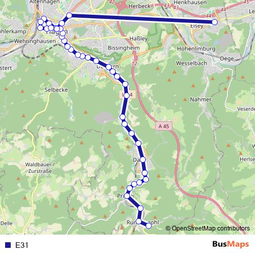 E31 bus Line Map