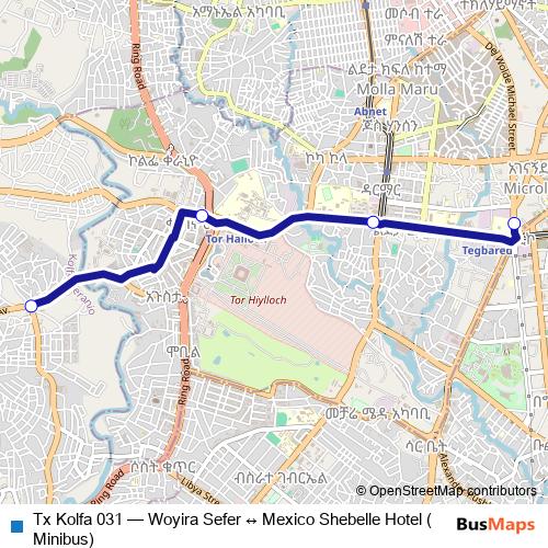 Tx Kolfa 031 bus Line Map