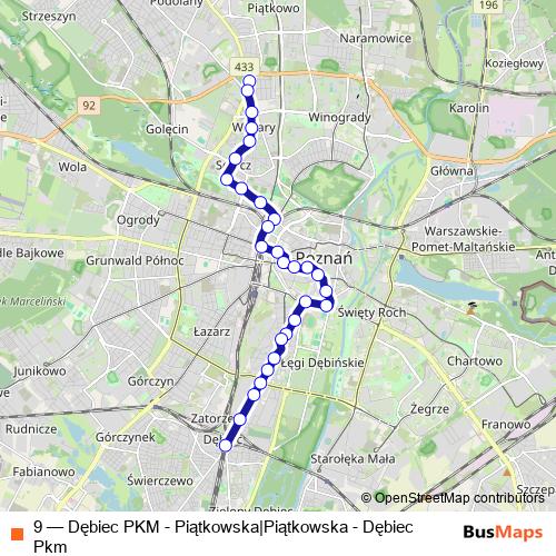 9 tram Line Map
