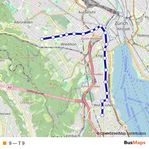 9 tram Line Map
