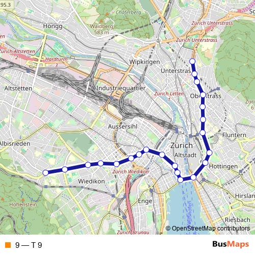 9 tram Line Map