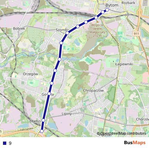9 tram Line Map