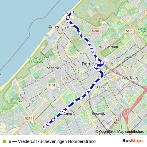 9 tram Line Map