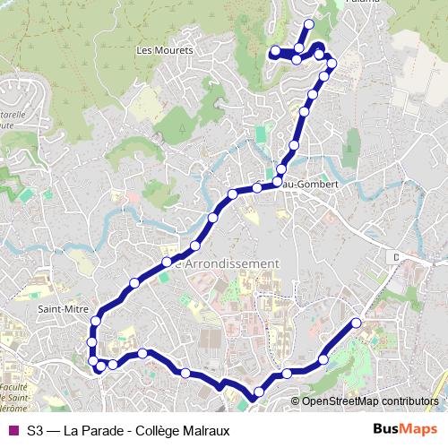 S3 bus Line Map