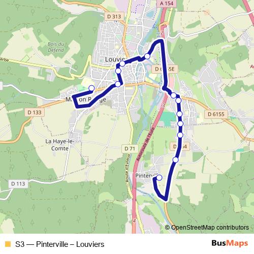 S3 bus Line Map
