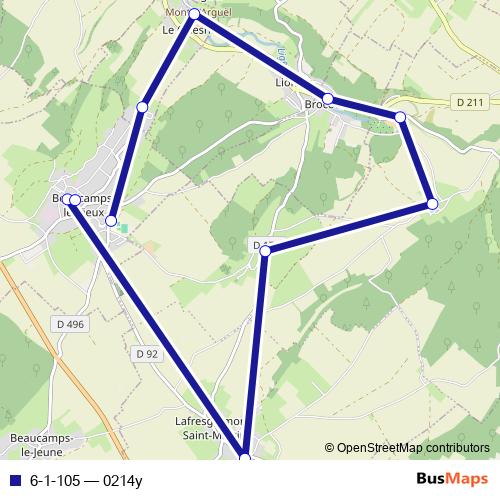 6-1-105 bus Line Map