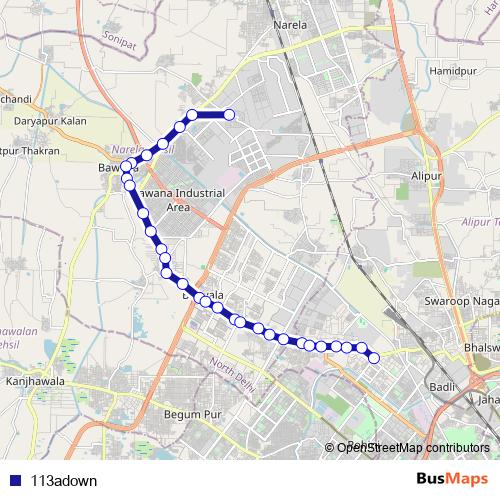 113adown bus Line Map