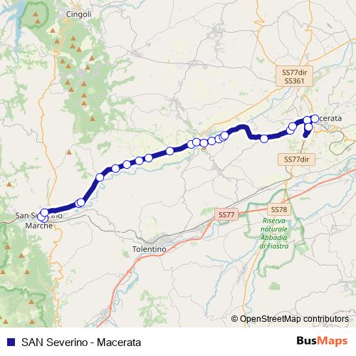 SAN Severino - Macerata bus Line Map