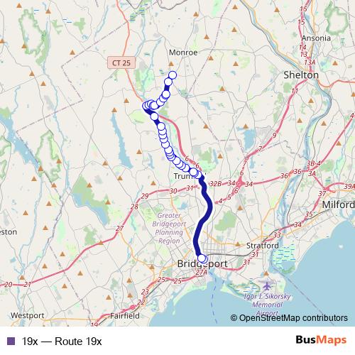 19x bus Line Map