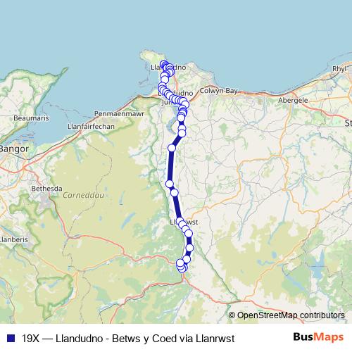 19X bus Line Map