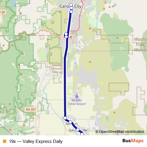 19x bus Line Map