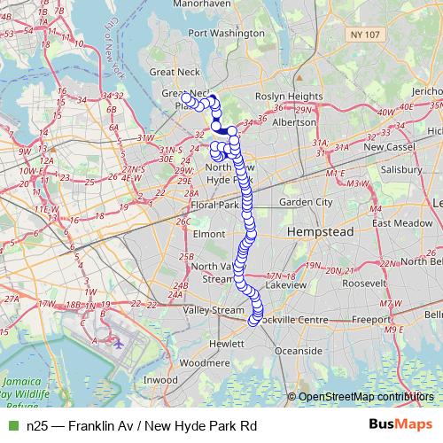 n25 bus Line Map