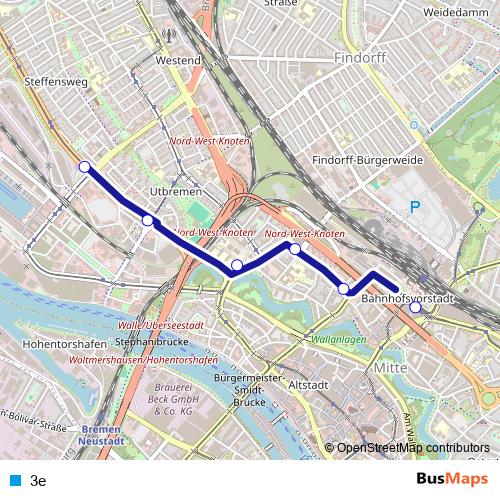3e tram Line Map