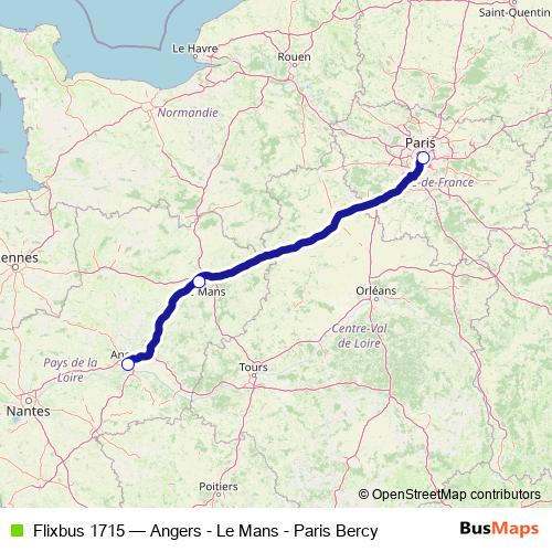 Flixbus 1715 bus Line Map