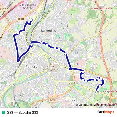 S33 bus Line Map