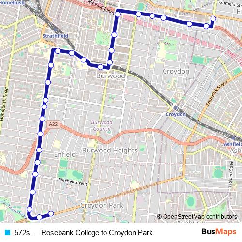 572s bus Line Map
