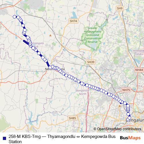 258-M KBS-Tmg bus Line Map