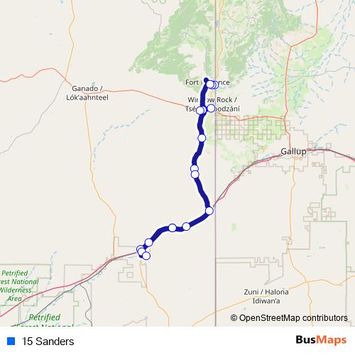 15 Sanders bus Line Map