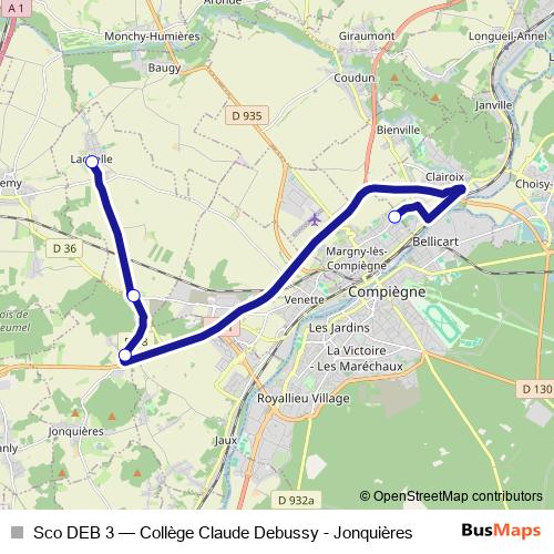 Sco DEB 3 bus Line Map