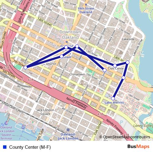 County Center (M-F) bus Line Map
