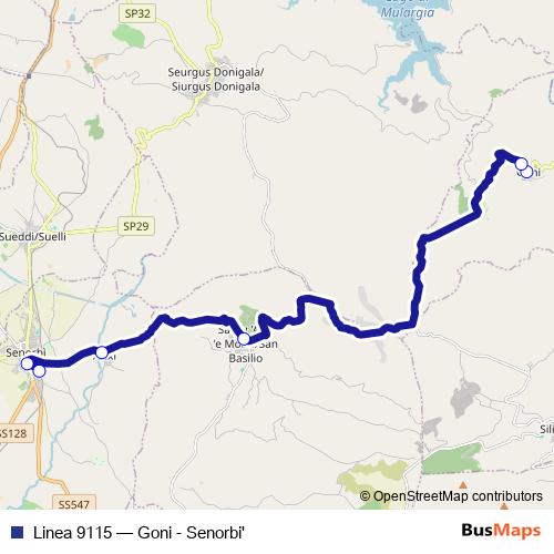 Linea 9115 bus Line Map