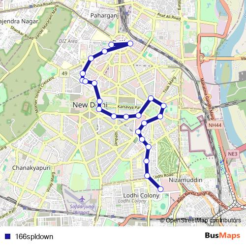 166spldown bus Line Map