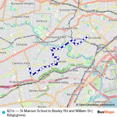 621s bus Line Map