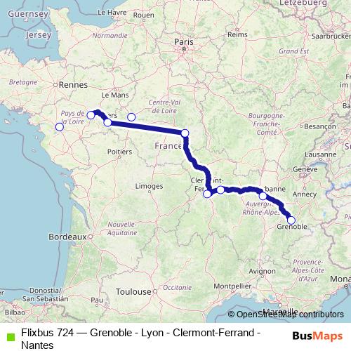 Flixbus 724 bus Line Map