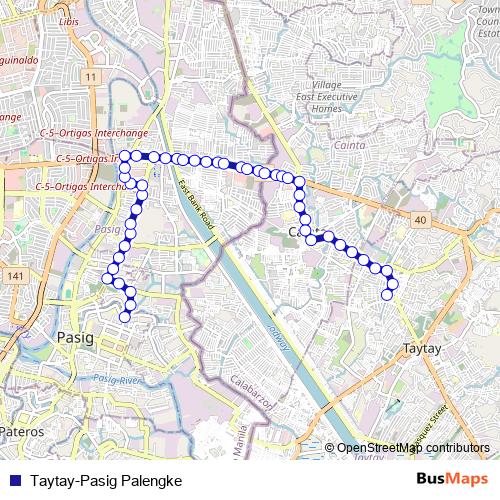 Taytay-Pasig Palengke bus Line Map