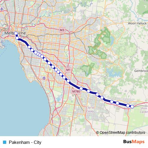 Pakenham - City metro Line Map